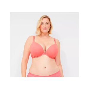 Lane Bryant Cacique Cotton Boost Plunge Bra With Eyelet Lace Trim 44C